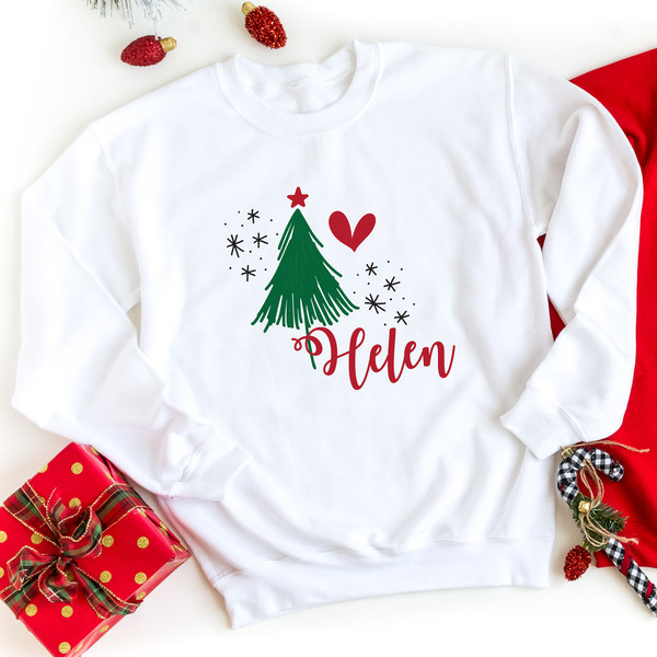 Personalised Christmas jumper with cute tree and name  Mummy Daddy Kids Xmas sweatshirt  Festive family set.jpg