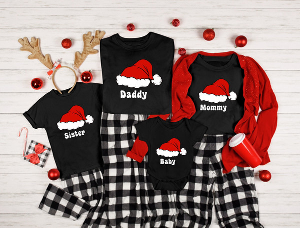 Christmas Custom Santa Hat Shirt, Christmas Squad Shirt, Santa Hat Shirt, Christmas Custom Shirt, Christmas Tee, Merry Christmas, Family Tee.jpg