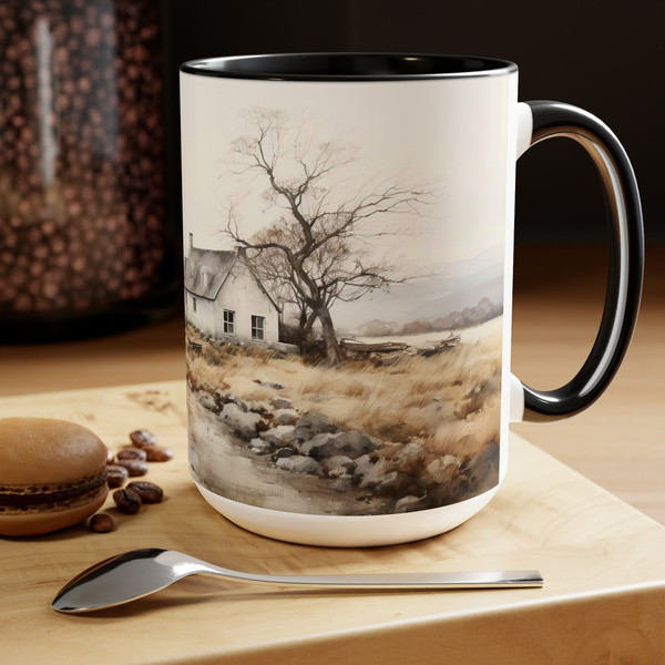 Vintage Landscape Coffee Mug Country Scenery Tea Cup Rustic Countryside Ceramic Mug Farmhouse Style Drinkware Retro Countryside Coffee Cup 1.jpg