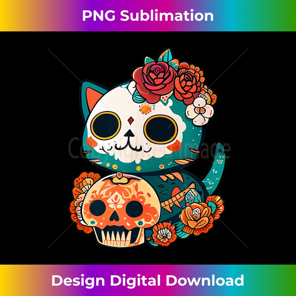 RC-20231122-2740_Cute Kawaii Skeleton Cat Sugar Skull Mexican Floral Flower 0304.jpg
