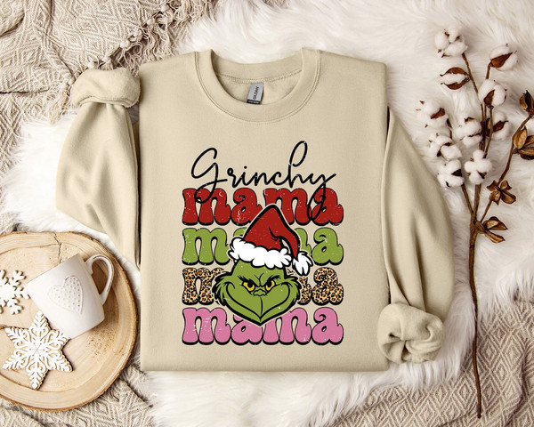 Grinch Mama Christmas Sweatshirt, Holiday Mom Jumper, Festive Mother Pullover, Xmas Family Apparel, Cozy Winter Wear.jpg