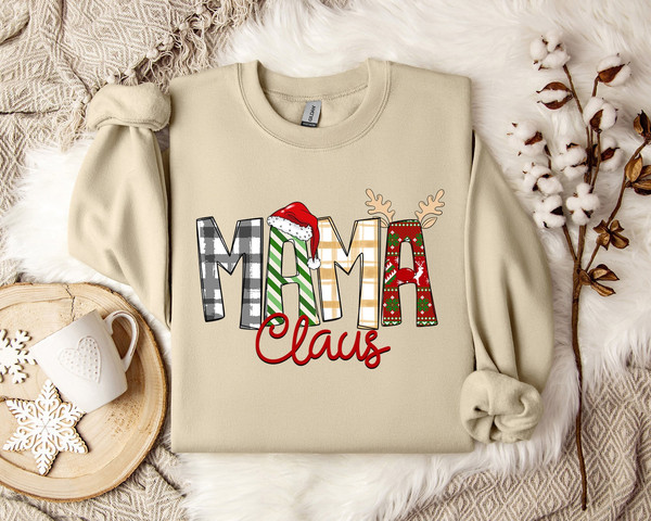 Mama Claus Christmas Hat Theme Sweatshirt - Festive Holiday Apparel - Cozy Xmas Pullover - Winter Fashion - Seasonal Motherhood Gift.jpg