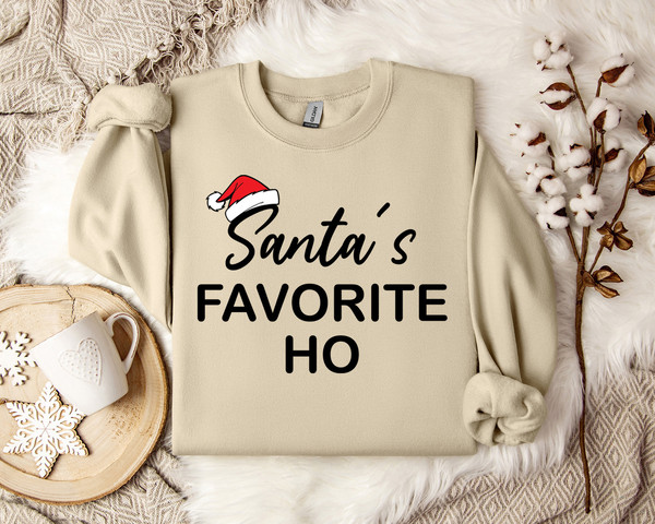 Santa's Favorite Ho Classic Holiday Sweatshirt - Adult Humor Tee, Vintage Santa's Favorite Ho Xmas Pullover.jpg