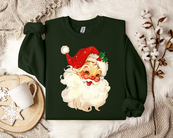 Vintage Santa Face Sweatshirt - Festive Christmas Retro Jumper - Holiday Clothing, Christmas Collector's Sweater - Retro Xmas Shirt.jpg