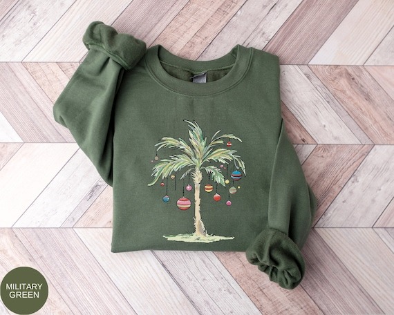 Christmas Palm Tree Shirt, Tropical Xmas Gift, Florida Christmas shirt, Beach Aloha Christmas Tee, Santa July Hawaiian Shirts, Xmas Tree.jpg