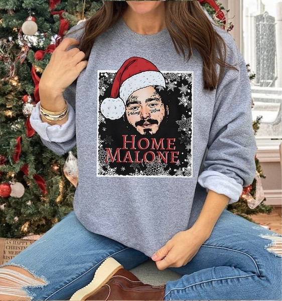 Home Malone Sweatshirt, Ugly Christmas Sweathirt, Funny Christmas Sweathirt, Home Alone Sweathirt, Christmas Gift Idea, Ghost Malone Shirt.jpg