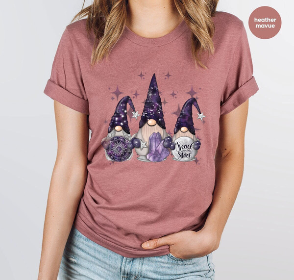 Celestial Gnome T-Shirt, Gifts for Women, Crystals T Shirt, Gnome Gifts, Galaxy Outfit, Graphic Tees for Women, Magic Gnomes Vneck Tshirts.jpg