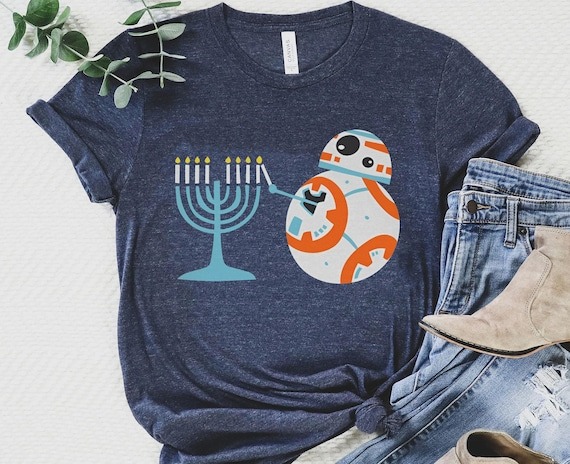 BB-8 with Hanukkah Menorah Shirt, Star Wars Droid Happy Hanukkah T-shirt, Festival of Lights, Galaxys Edge Trip, Disney Holiday Outfit.jpg