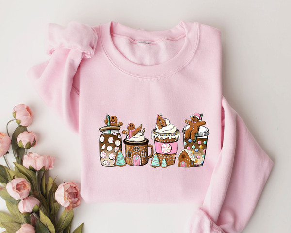 Gingerbread Christmas Coffee Sweatshirt, Christmas Coffee Sweater, Holiday Sweater, Xmas Tee, Coffee Lover Gift, Gingerbread Sweatshirt.jpg