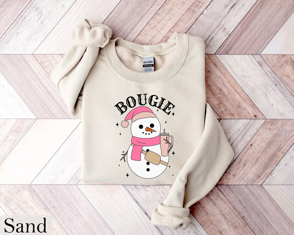 Bougie Snowman Sweatshirt, Funny Christmas Shirt, Women Christmas Sweater, Snowman Sweatshirt, Holiday Sweater, Xmas Gifts, Trendy Christmas.jpg