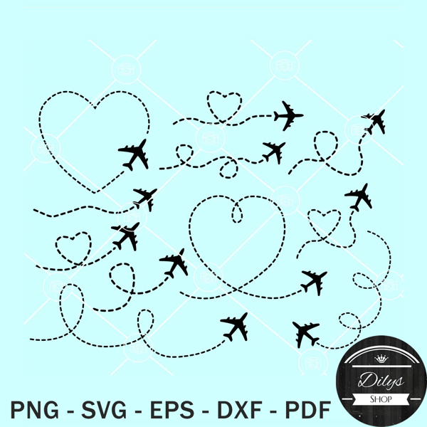 Airplane path bundle SVG, Airplane path SVG, Plane route SVG, Travel love SVG.jpg
