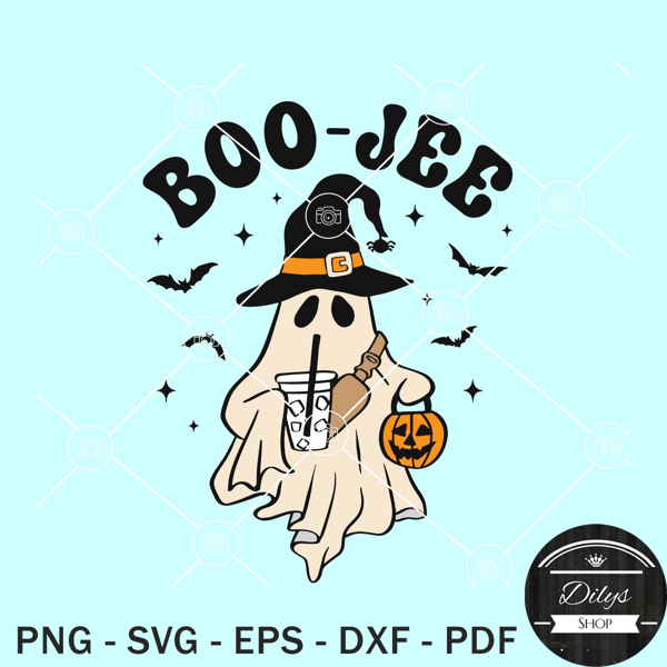 Boo Jee ghost with coffee SVG, Boo Jee ghost SVG, cute ghost SVG, iced coffee SVG, Halloween SVG.jpg