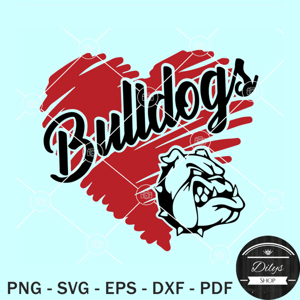 Bulldog Scribble Heart svg, School mascot SVG, Bulldogs mascot SVG.jpg