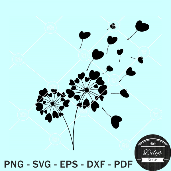 Dandelion Hearts SVG, Valentine SVG, spread love dandelion SVG.jpg