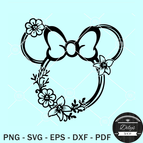 Floral mickey head SVG, Mickey mouse floral SVG, Mickey with flowers SVG.jpg