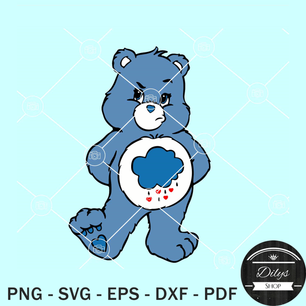 Grumpy care bear SVG, Blue grumpy bear SVG, Brumpy bear SVG, Care bear SVG.jpg