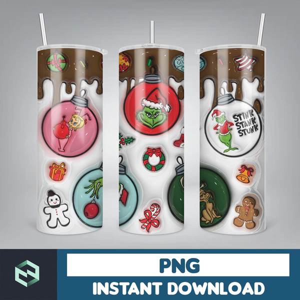 3D Inflated Christmas Tumbler Wrap Design Download PNG, 20 Oz Digital Tumbler Wrap PNG Instant Download (1).jpg