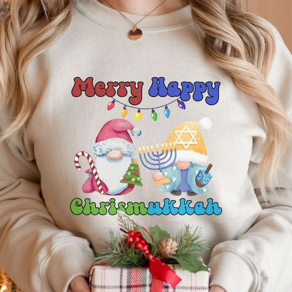 Chrismukkah shirt Merry Christmas Happy Hanukkah gift Interfaith family gift ideas Christian Jewish Celebrate everything Star of David Santa.jpg