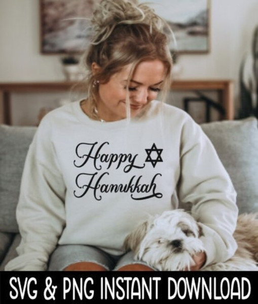 Happy Hanukkah SVG, PNG Hanukkah SVG Files, Tee Shirt SvG Instant Download, Cricut Cut Files, Silhouette Cut Files, Download, Print.jpg