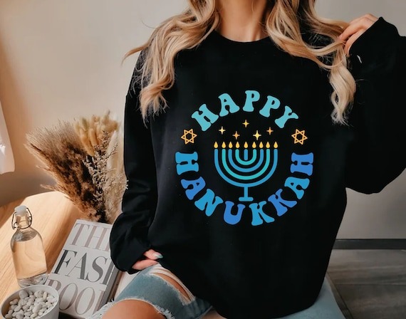 Happy Hanukkah Sweatshirt, Hanukkah Dinner Shirt, Funny Jewish Family Shirt, Hanukkah Latke Shirt, Menorah Chanukah Tee, Jewish Sweatshirt.jpg