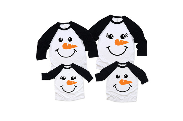 Snowman Raglan Shirt, Christmas Matching Raglans, Snowman Face Sweatshirt, Couples Baseball T-Shirt, Toddler Boy Girl Christmas Raglan Tee.jpg