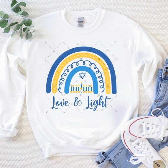 Love and Light Hanukkah Sweatshirt, Menorah Shirt, Christmas Holiday Shirt,Happy Hanukkah Sweatshirt, Chanukah Shirt, Festival of lights Tee.jpg