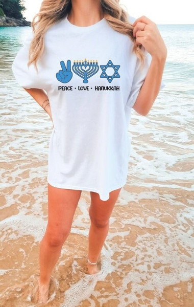 Peace Love Hanukkah, Jewish Lovers Hanukkah Shirt, Israel Jewish Group Hanukkah Holiday Shirt, Happy Hanukkah, Comfort Colors Shirt.jpg