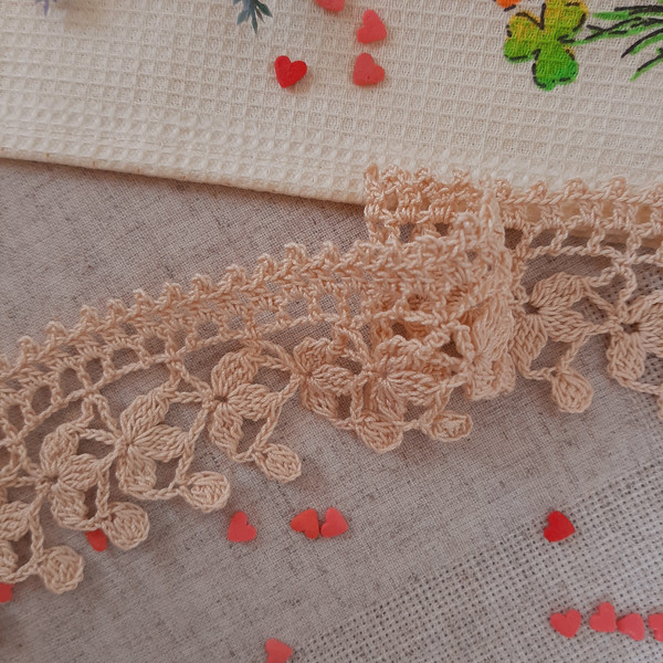 Crochet edging pattern fabric decoration, Floral lace pattern, Border crochet pattern, Detailed tutorial pdf.