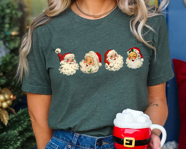 Christmas Shirt, Santa Claus Shirt, Vintage Santa Face Shirt, Funny Christmas Shirt, Christmas Gifts for Her Women Shirt, Holiday Gift.jpg