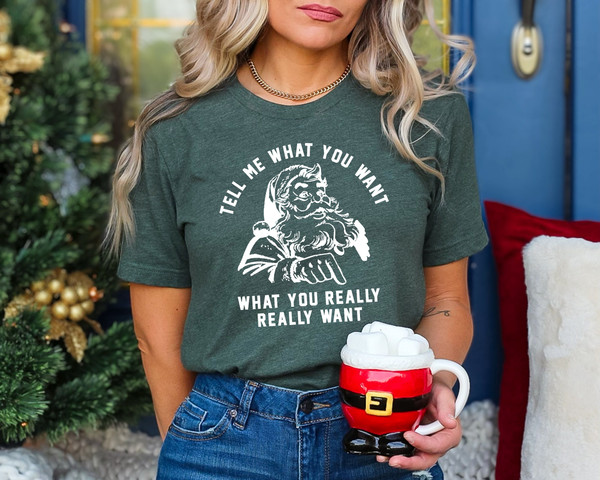 Christmas Shirt, Tell Me What You Want What You Really Really Want Shirt, Christmas Unisex Shirt, Funny Santa T, Xmas Man Shirt.jpg