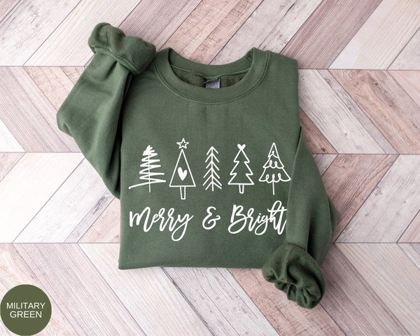 Merry and Bright Sweatshirt, Christmas Tree Shirt, Merry Christmas Shirt, Merry and Bright Trees Tee, Christmas Gift, Gift For Mom.jpg