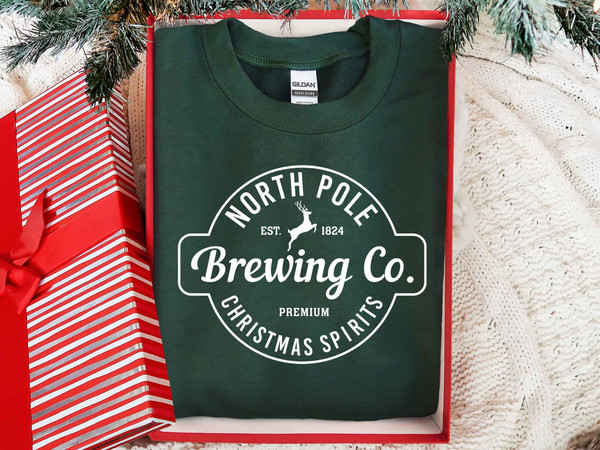 North Pole Brewing Co Sweatshirt, Christmas Sweatshirt, North Pole sweater, Brewing Co, Premium Christmas Spirit, Brewing Co Sweatshirt.jpg