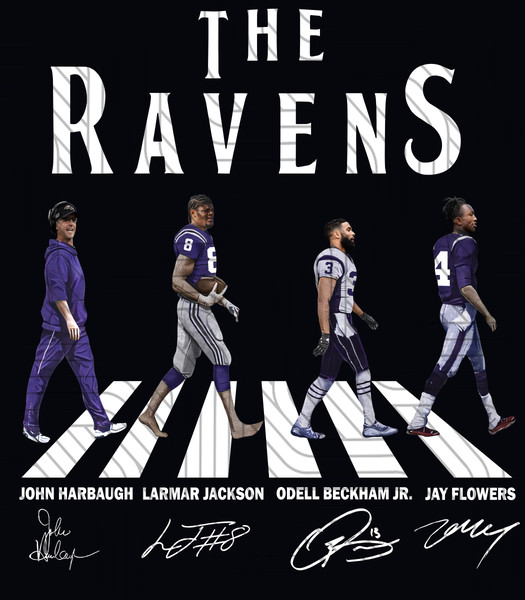 The Ravens Walking Abbey Road Signatures Football PNG Digital Sublimation White.jpg