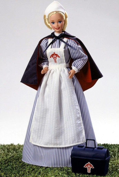 Barbie Clothes sewing Patterns - nurse uniform, bodice, apron, cap, cape, hose.jpg