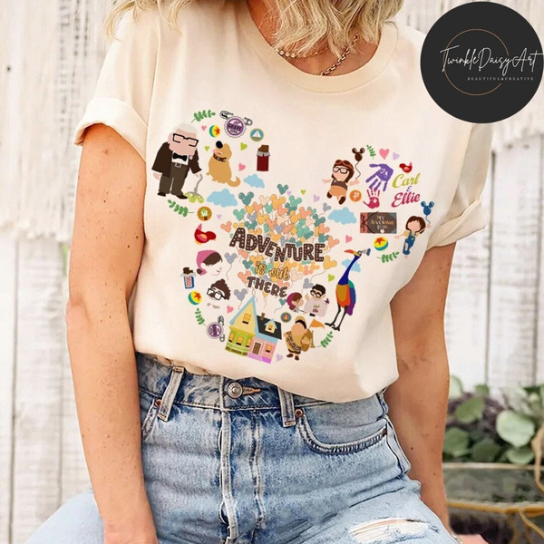 Disney Up Adventure Is Out There Shirt, Mickey Ears Disney Pixar Up House Balloon Shirt, Disney Carl and Ellie Matching, Disney Family Shirt.jpg