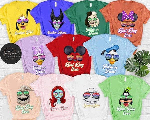 Personalized Disney Halloween Castle All Characters Sunglasses Shirt, Vintage Retro Mickey and Friends, Disney Family Halloween Party 2023.jpg