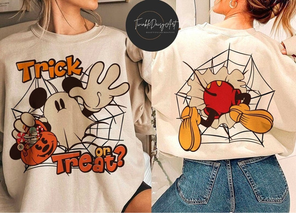 Two-sided Disney Halloween Trick or Treat Shirt, Mickey and Friends Ghost Halloween Pumpkin Candy, Mickey's Not So Scary Halloween Party Tee.jpg