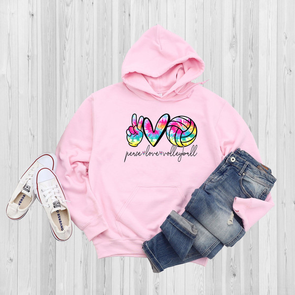 Peace Love Volleyball Hoodie, Peace Hoodie, Volleyball Hoodie, Inspirational Hoodie, Volleyball Lover Hoodie, Gift For Volleyballer.jpg