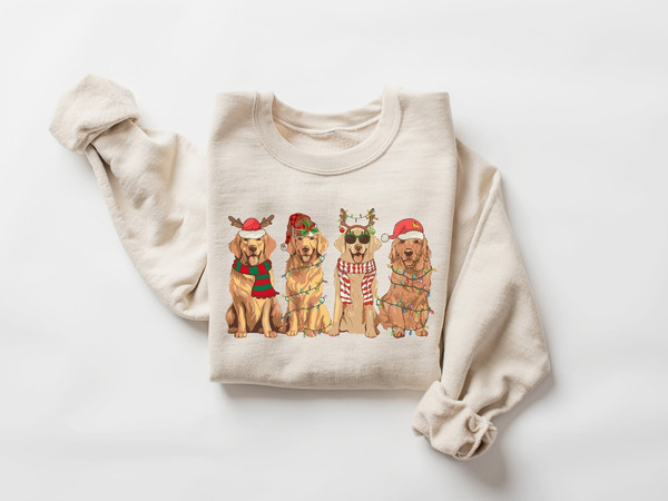 Golden Retriever Christmas Sweatshirt, Dog Christmas Shirt, Golden Mom Tshirt, Gift for Dog Lover, Holiday Sweater, New Year Shirt, Xmas Tee.jpg