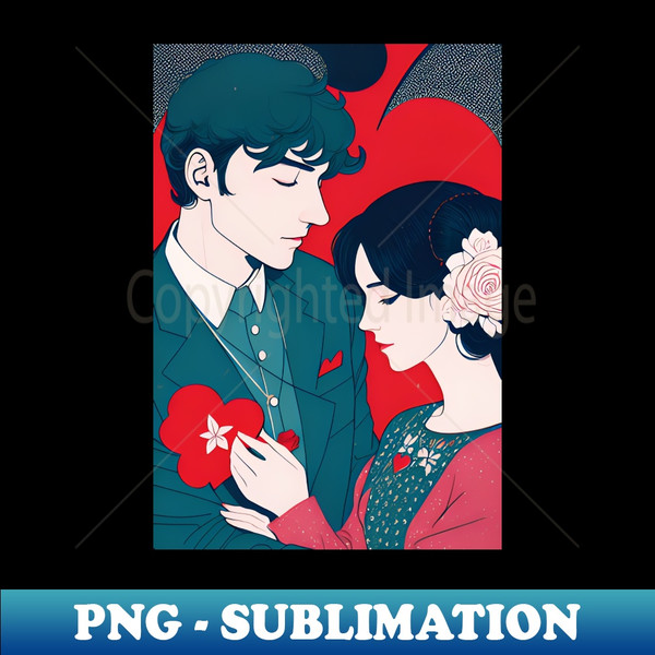 KG-14548_French couple vintage red love illustration sticker 1125.jpg