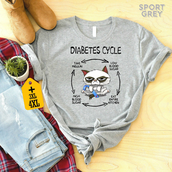 Cat Diabetes Cycle Shirt, Funny Cat Shirt, Diabetes Awareness Shirt, Cat Lover Shirt, Diabetic Life Shirt, Diabetec Support Shirt.jpg