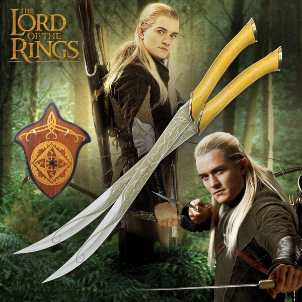 Lord of Ring Replica swords - Legolas Greenleaf's Elven Dual Swords-with FREE wall plaque Best for Christmas Gifts| Gift