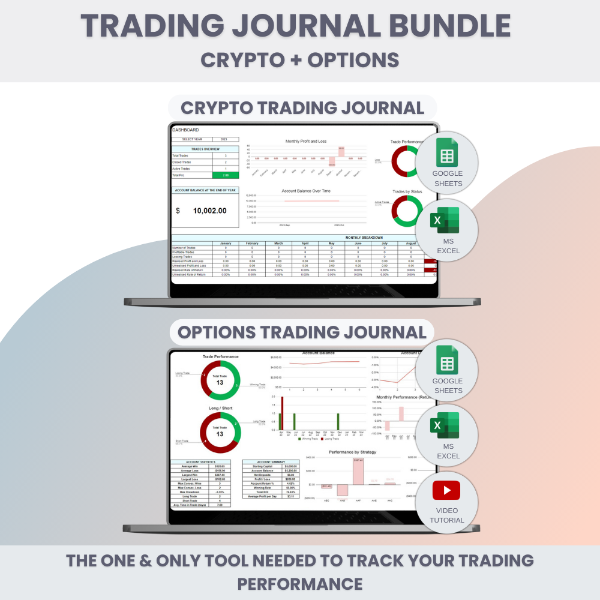 Trading Journals Crypto / Options For Google Sheets and Excel Template