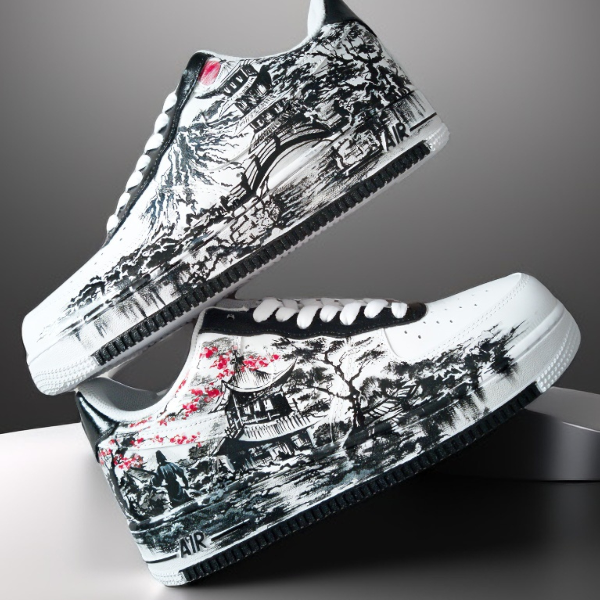 custom sneakers, nike air force, man shoes, japan, hand painted, wearable art  10.jpg