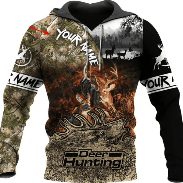 Personalized Deer Hunting All Over Print Hoodie Zip Hoodie Fleece Hoodie 3D, Deer Hunting Hoodie Zip Hoodie 3D T126