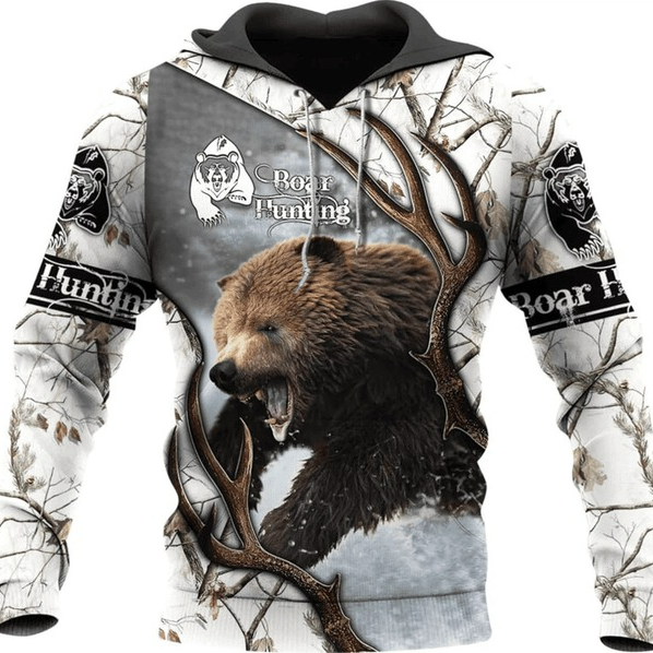 Personalized Bear Hunting All Over Print Hoodie Zip Hoodie Fleece Hoodie 3D, Bear Hunting Hoodie Zip Hoodie 3D T2