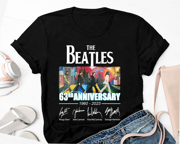 63 Years The Beatles 1960-2023 Unisex Shirt, The Beatles Signature Shirt, Rock Band The Beatles, The Beatles Fan Gift Shirt, 90s Vintage Tee.jpg