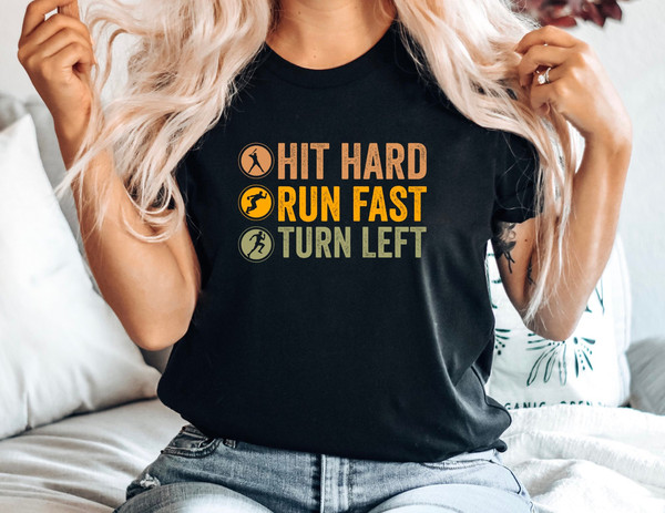 Baseball Shirt  Hit Hard Run Fast Turn Left T-Shirt  Unisex Sports Graphic Tee  Casual Athletic Shirt Gift  Baseball Player Batter 9.jpg