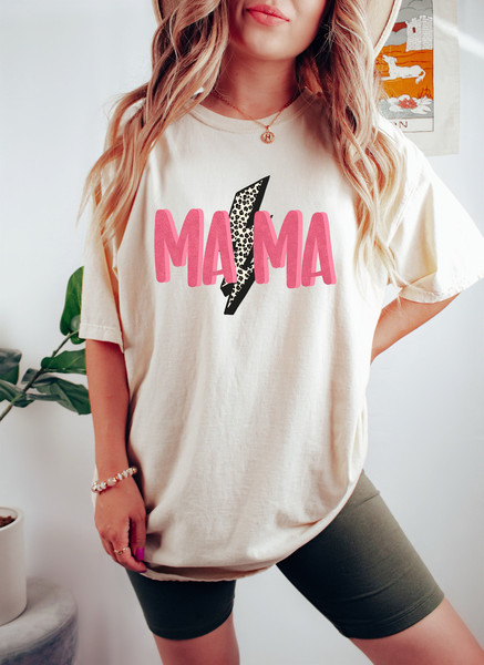 Leopard print Lightning bolt Mama shirt, Mother's Day Shirt, Cute Mama Tee, women's graphic tee, mom Mother's Day gift, Mama shirt, Mom Tee.jpg