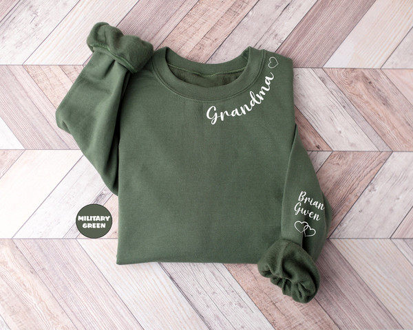 Personalized Grandma Sweatshirt With Grandchildren Names, Custom Granny Hoodie, Nana Outfit, Grandmother Clothings, Minimalist Grandma Gifts.jpg